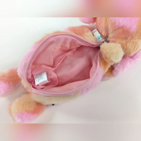 Euc SMIGGLE Fluffy Pink Dog Pencil Case Zippered Tie Dye Kawaii Y2K - Picture 6 of 10